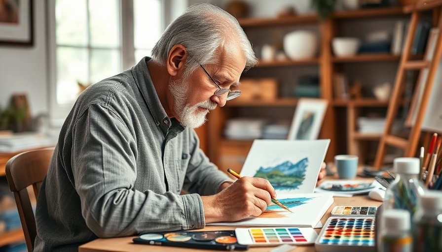 Older man painting watercolor art, related to Retirement Planning in Canada.
