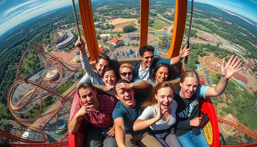 Thrill-seekers on Six Flags Magic Mountain drop tower enjoying record ride.