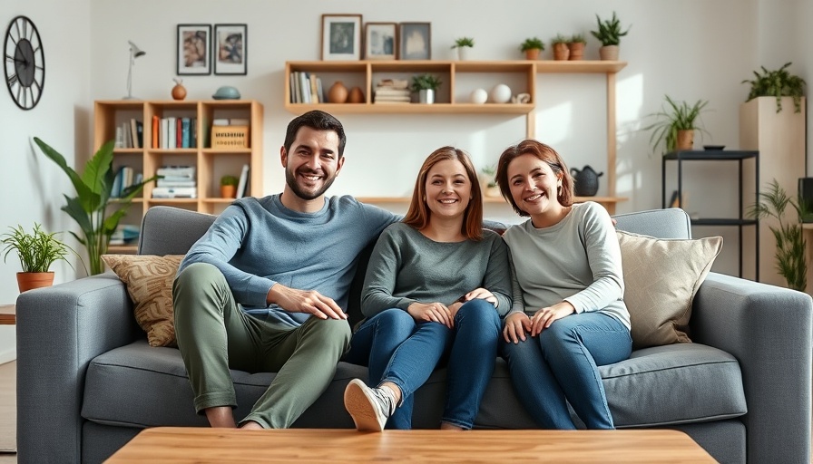 Happy family on sofa enjoying cozy living room with mortgage interest deduction.