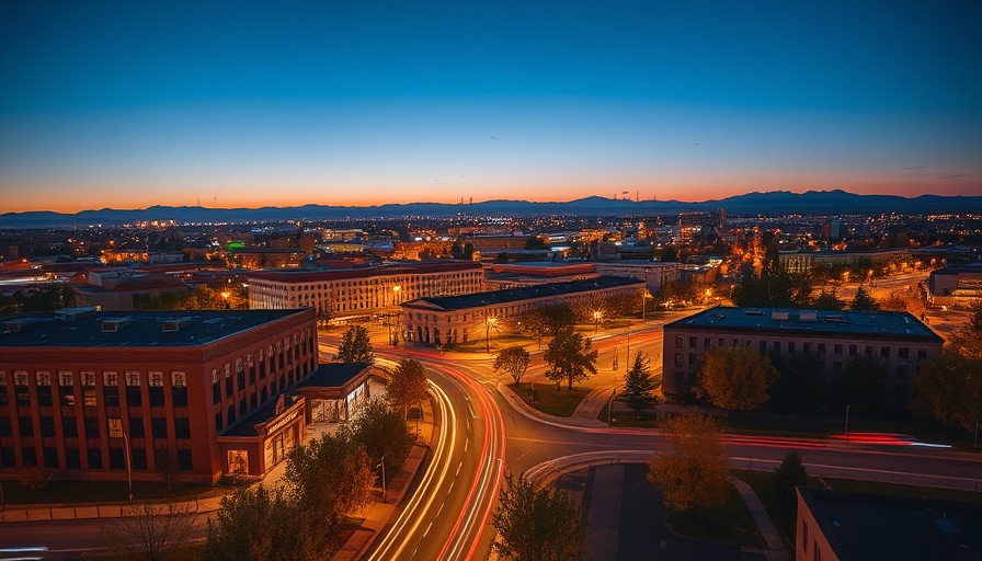 Boise skyline with autumn foliage and light trails, illustrating Idaho state income tax theme.