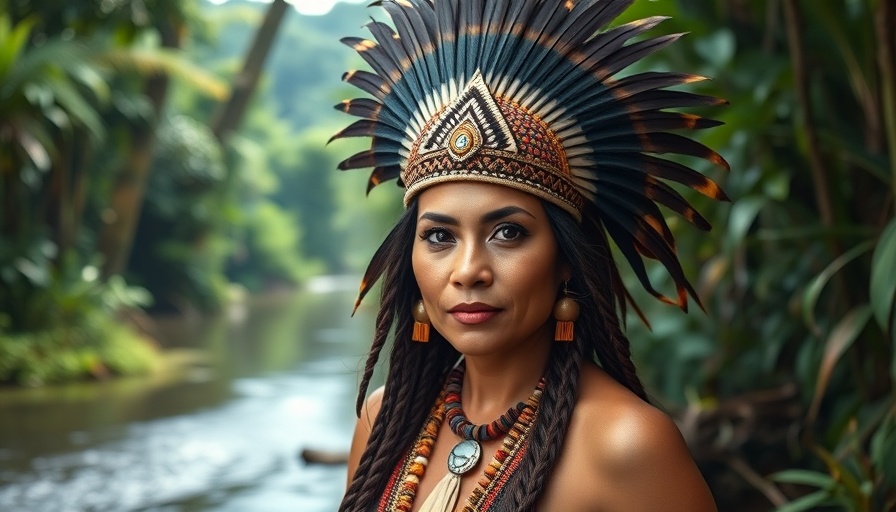 Indigenous woman in Amazon rainforest, highlighting culture amid fossil fuel drilling concerns.