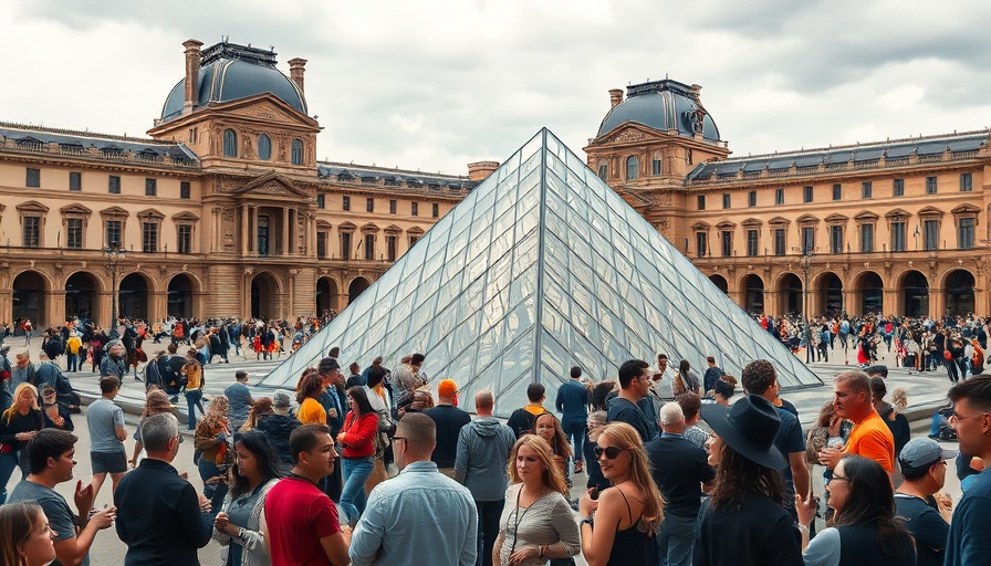 Crowd at Louvre, Paris art galleries highlight.