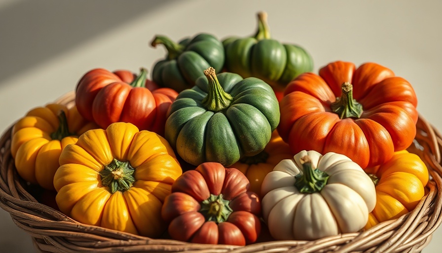 Best varieties of patty pan squash in a rustic basket.