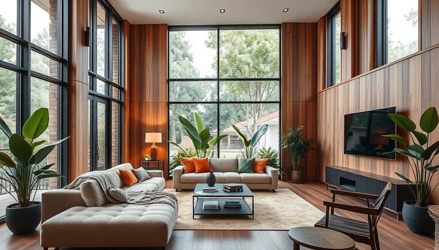 Modern living room decor trends 2025 with elegant furniture and warm lighting.