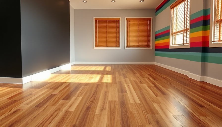 Refinished bedroom suite floors with colorful walls and window.