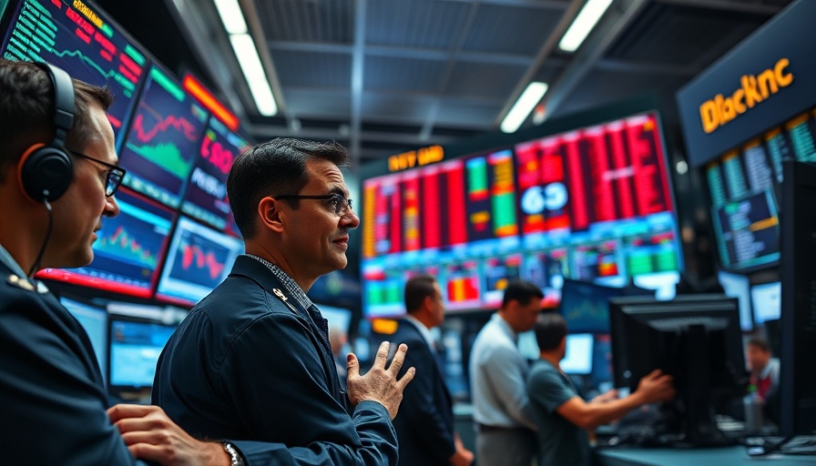 Traders at stock exchange with screens and finance environment.