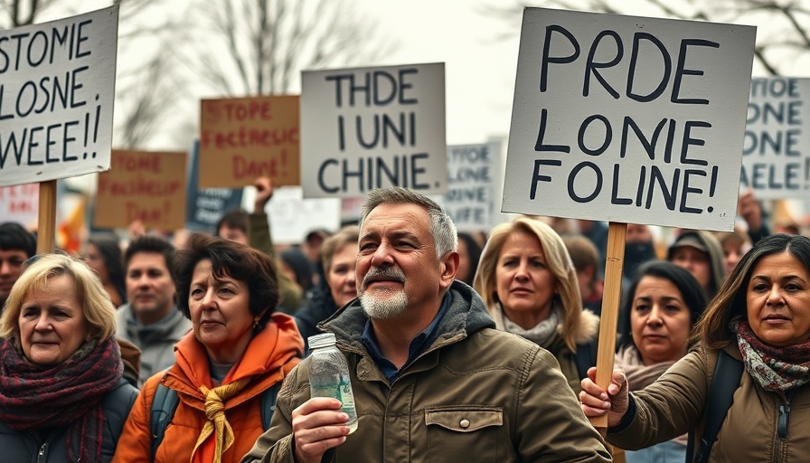 Protest against cuts to veterans' programs, people holding signs.