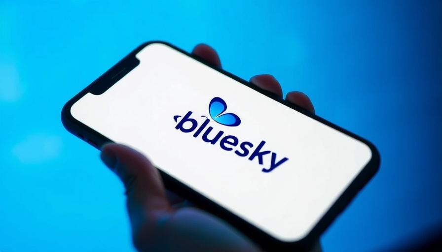 Bluesky app logo displayed on smartphone with butterfly symbol.