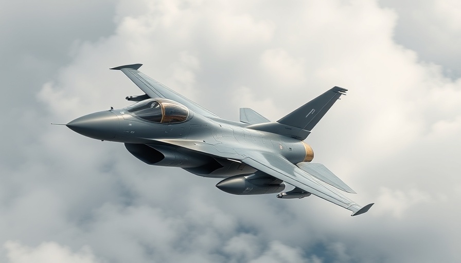 A modern fighter jet flies swiftly in a cloudy sky.