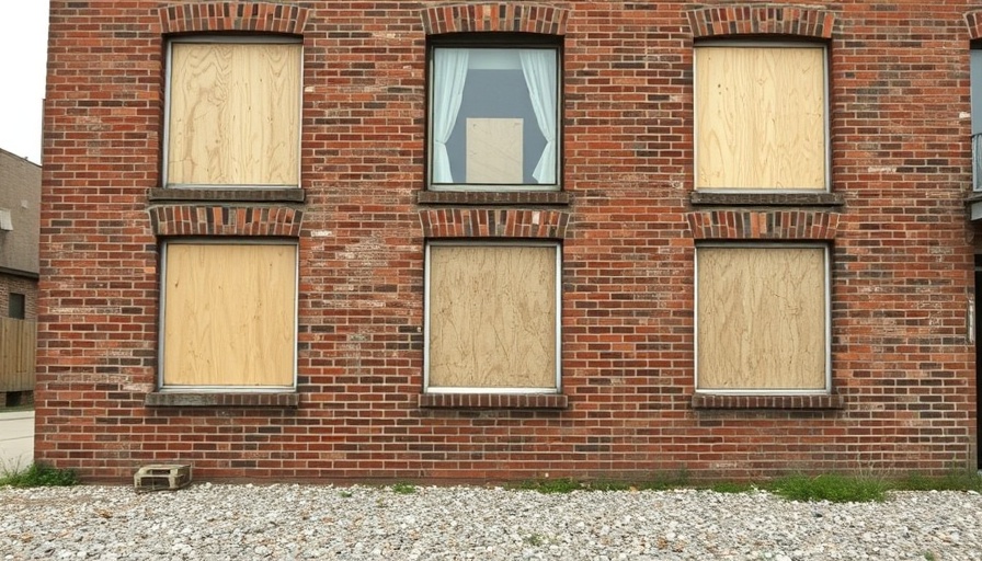 Boarded-up building representing blocked Trump deportation plan.
