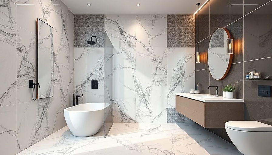 Modern bathroom showcasing ceramic tiles, sleek design ideas.
