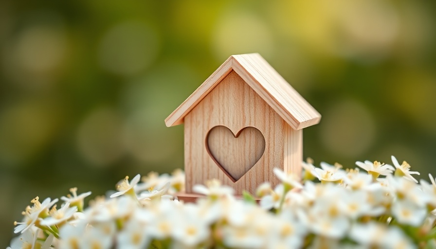 Springtime home buying tips symbolized by wooden house with flowers.