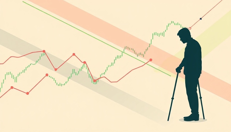 Abstract illustration of crutches with graph lines on UK welfare reform.
