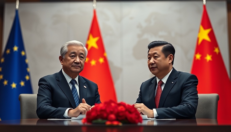 EU-China summit held virtually, leaders on screen with flags in background.