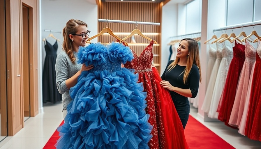 Women shopping for dresses at Marin prom boutique.