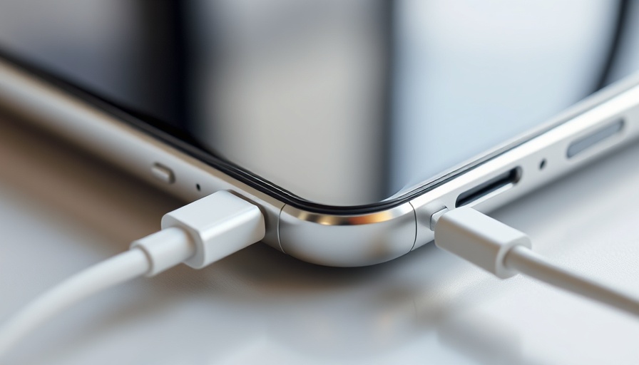 iPhone 17 Air charging port with cable connected, close-up view