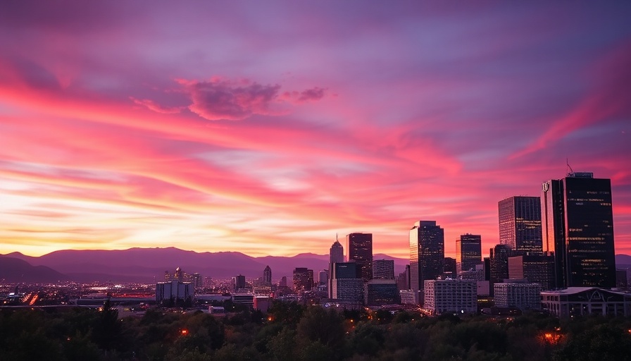 Twilight Salt Lake City skyline, vibrant and colorful.