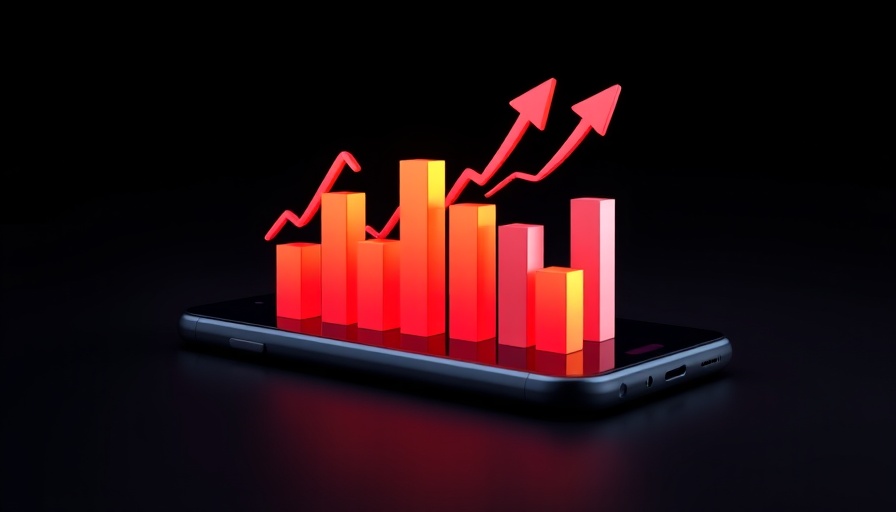 Financial chart on smartphone showing upward trend, oil prices context