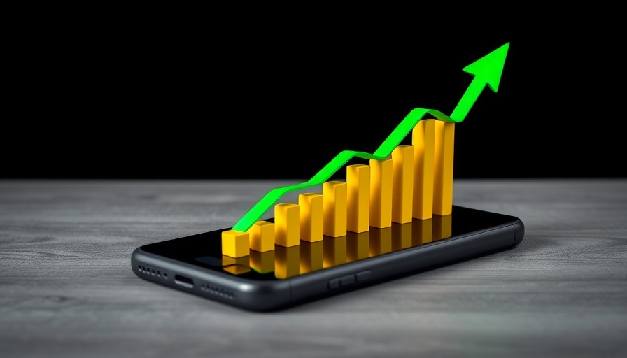 Illustration of market growth and smartphone display