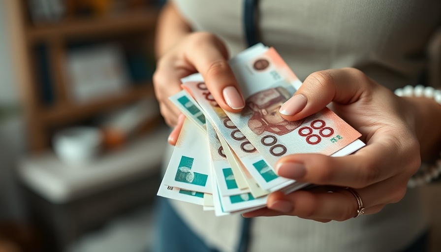 Close-up of hands holding Russian rubles, illustrating investing in Russia.