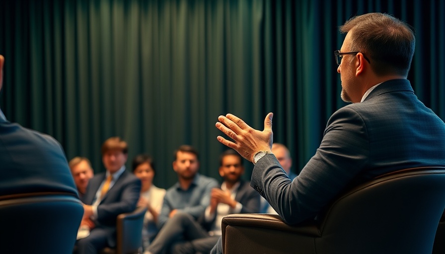 Dynamic male speaker engaging audience at a business startup event