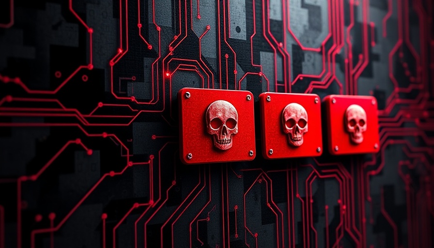 Abstract depiction of Fortinet firewall vulnerabilities with skulls.