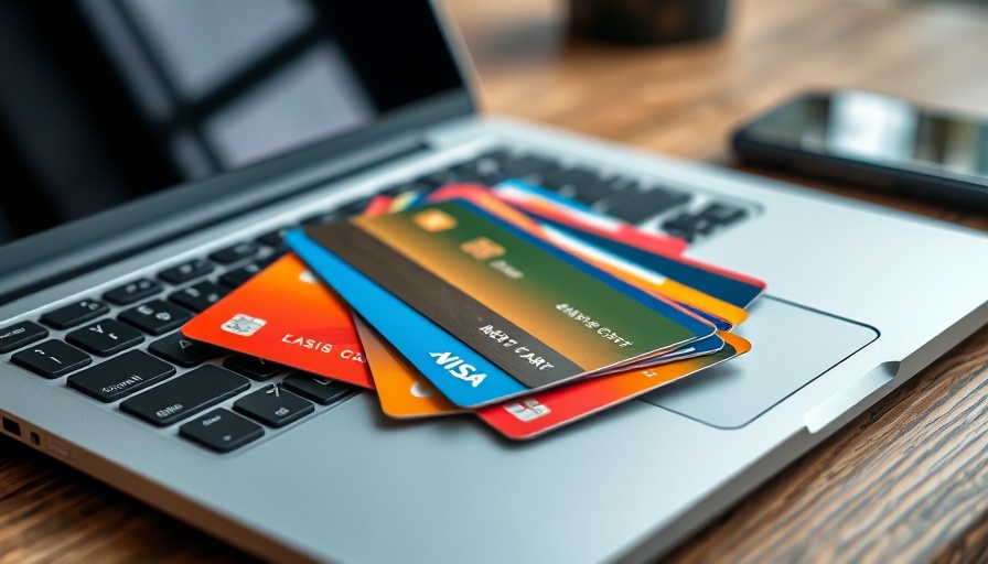 Colorful credit cards on laptop, symbolizing paying off credit card debt.