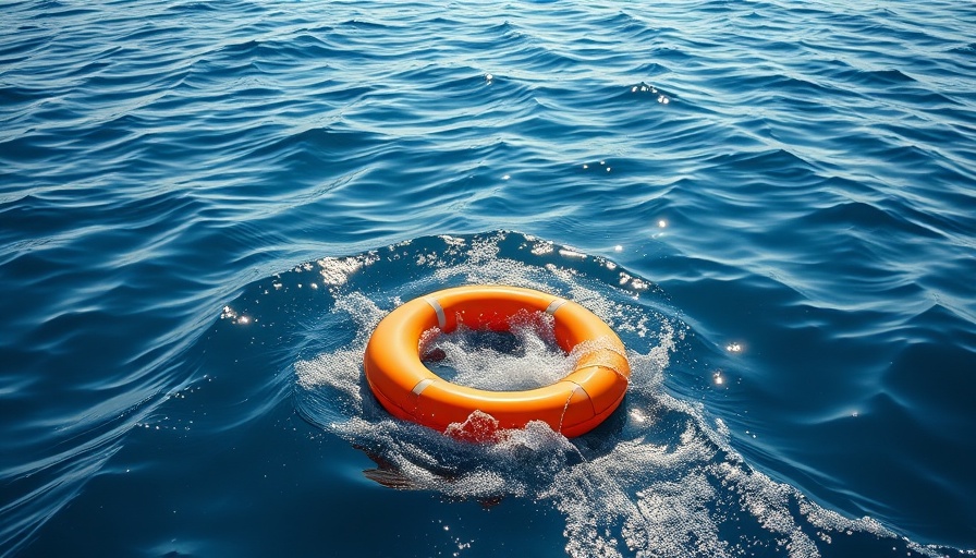 Lifebuoy splashing causing ripples in water, related to Rippling vs. Deel corporate espionage lawsuit metaphor.