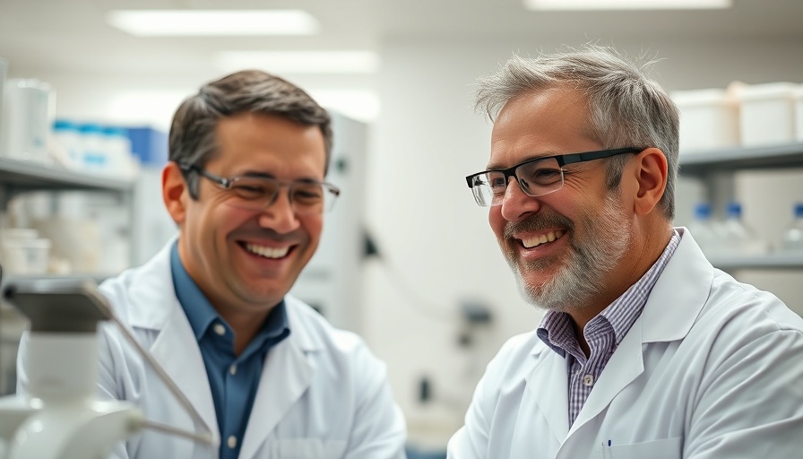 Experts discussing AI in drug manufacturing in a lab setting.