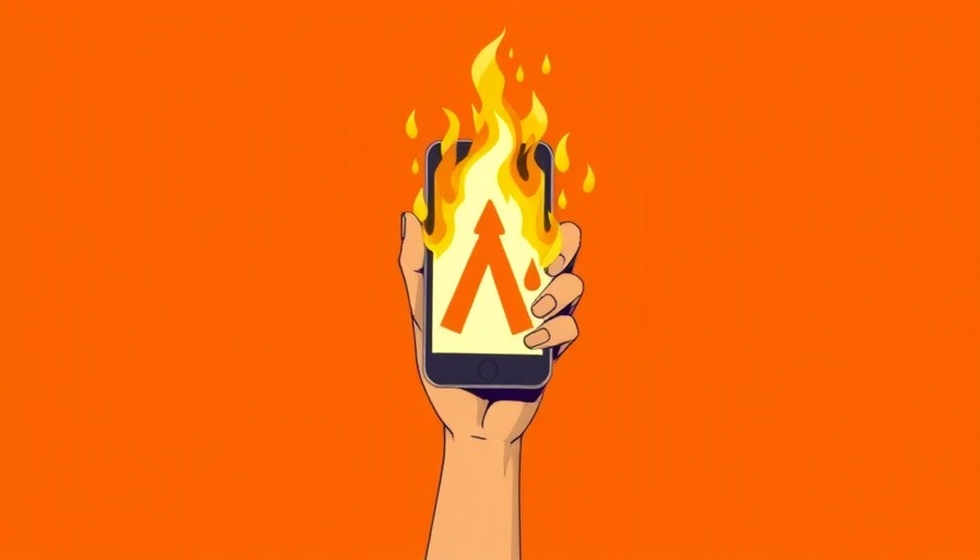 Illustration of a burning smartphone representing doomscrolling.