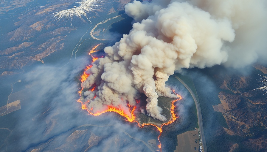 Satellite view of vast wildfire showcasing wildfire detection technology.