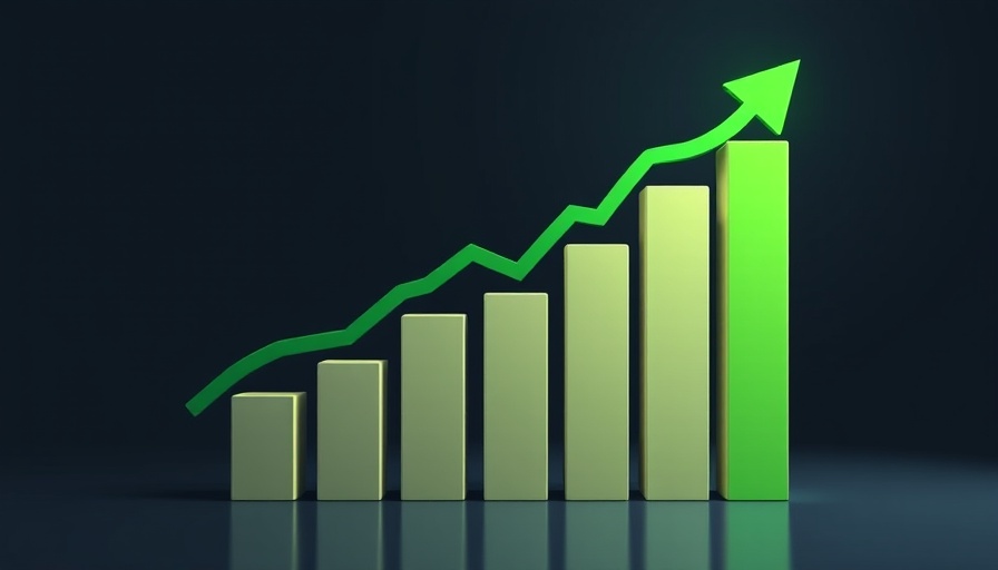 DeepSeek AI Ban financial chart with rising bars and arrow.