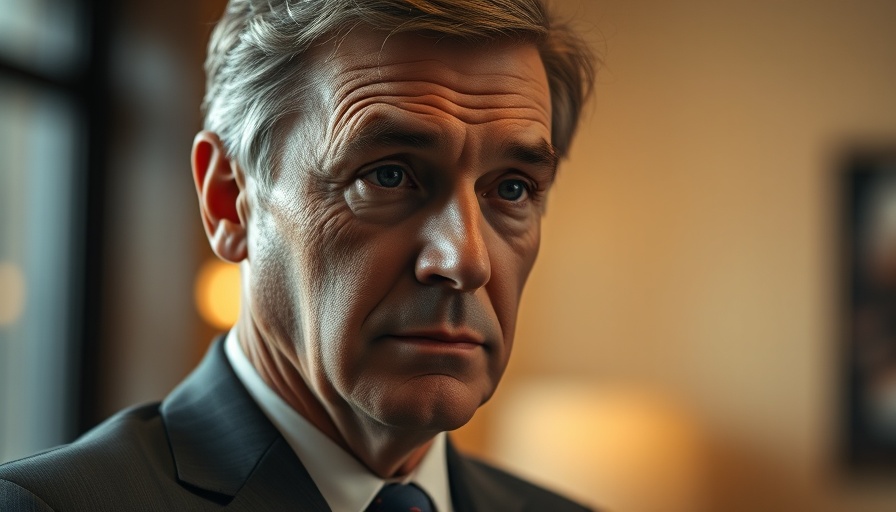 Thoughtful distinguished man in suit, warm lit background.