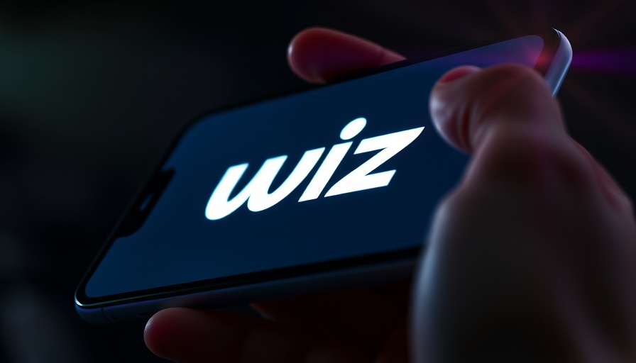 Smartphone displaying Wiz logo amidst dark background