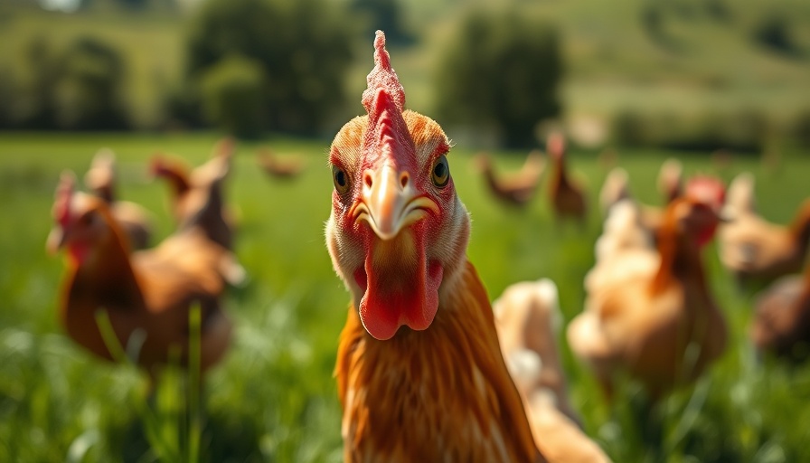 Curious chicken in a pasture, highlighting cost of raising chickens.