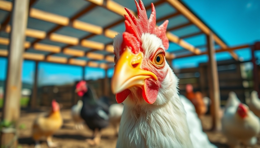 Curious white chicken on farm, ideal for raising chickens for beginners.