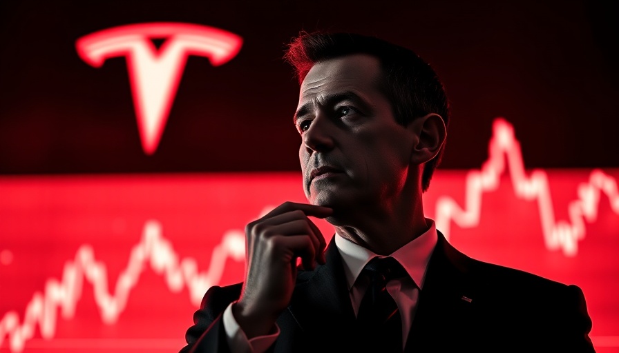 Graphical depiction of Tesla stock performance with logo and chart.