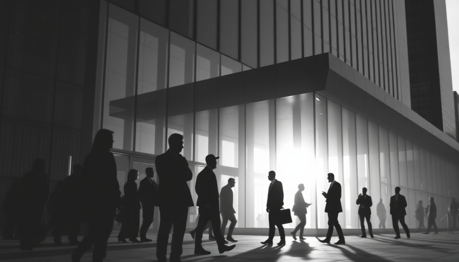 Silhouetted figures outside a modern office building depict corporate espionage in Silicon Valley.