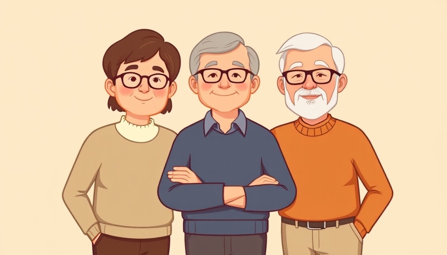 Minimalist illustration of support among middle-aged adults, social wellness app context.