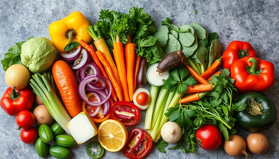 Colorful fresh vegetables for spring recipe ideas, perfect for a salad.