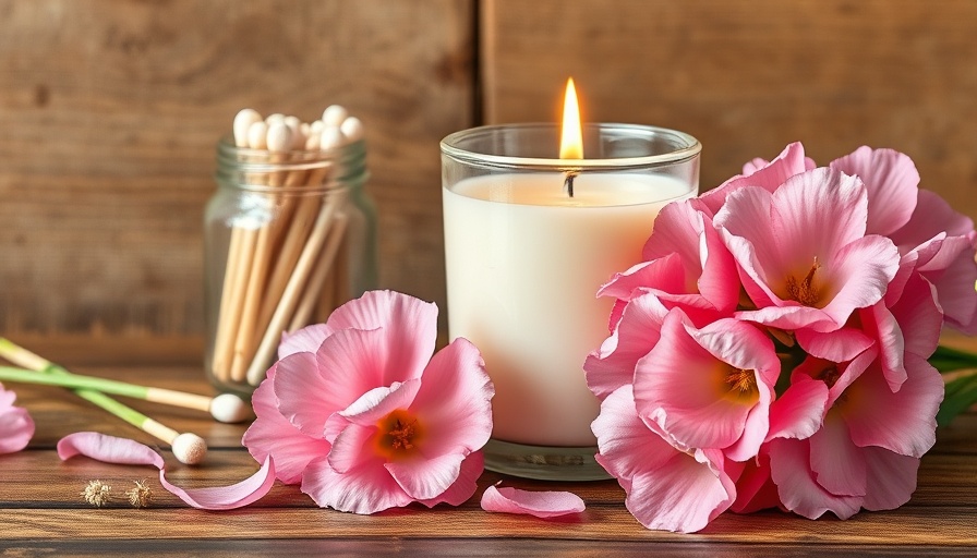 Elegant spring candle display with pink carnations and accessories.