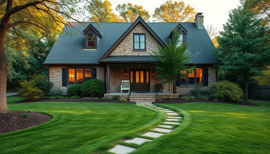 Charming home with low maintenance landscaping ideas.