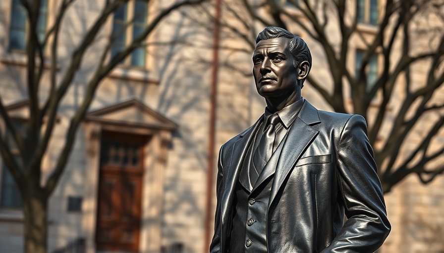 Bronze statue in front of a building, linked to JFK assassination documents release.
