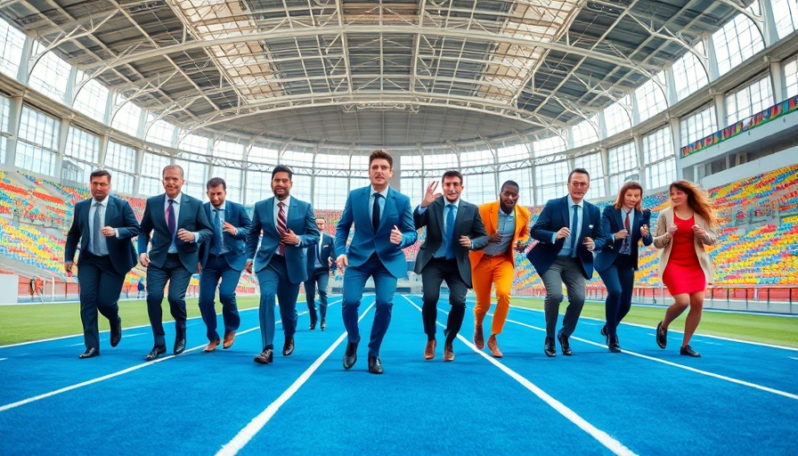 Diversity, Equity, and Inclusion in Business: professionals on a race track.