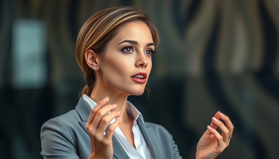 Confident woman discussing public spending in the UK.