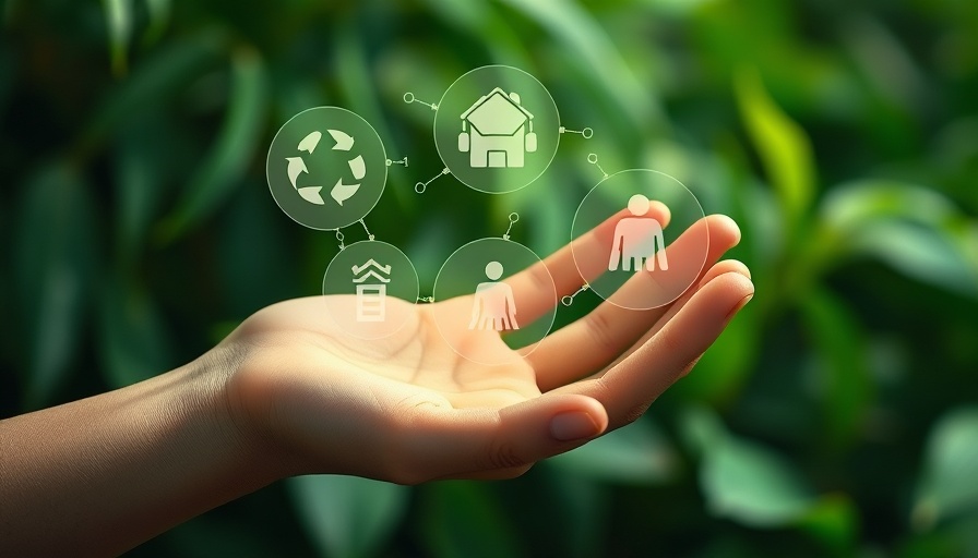 ESG concept visualization with hand and green icons