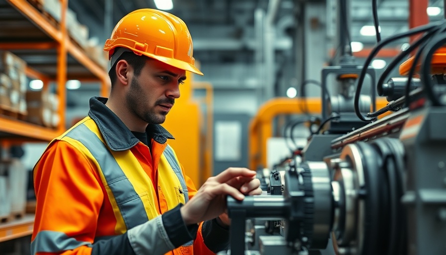 Engineer inspecting machinery in a factory, business startup funding concept.