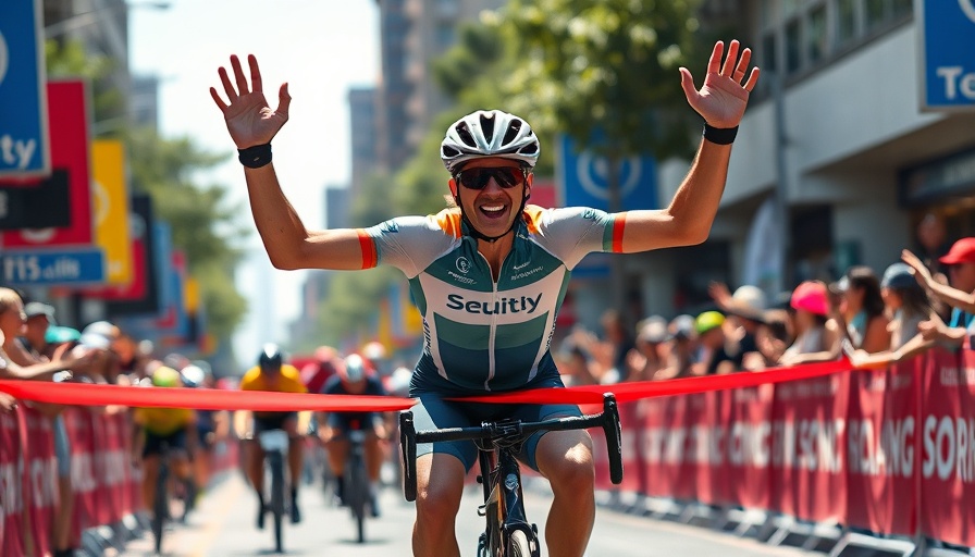 Cyclist celebrates winning Cat’s Hill Classic bike race