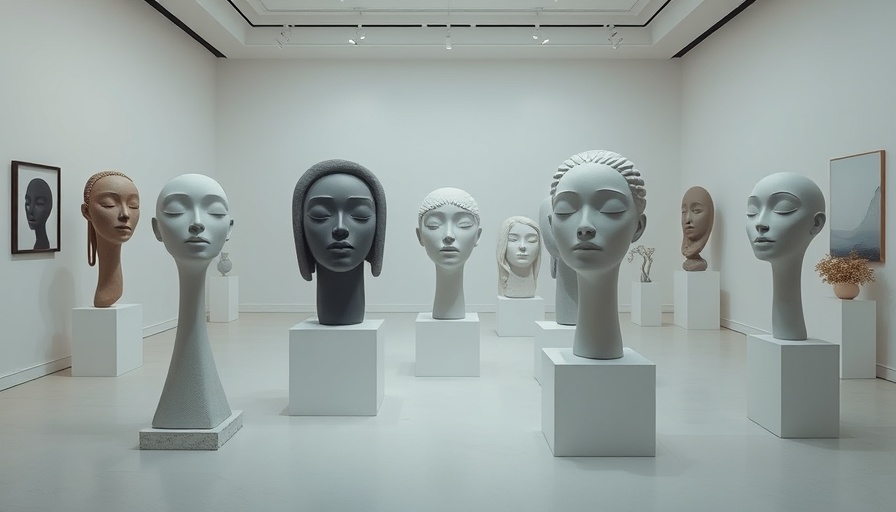 Modern sculptures at a pop-up art gallery in San Jose.