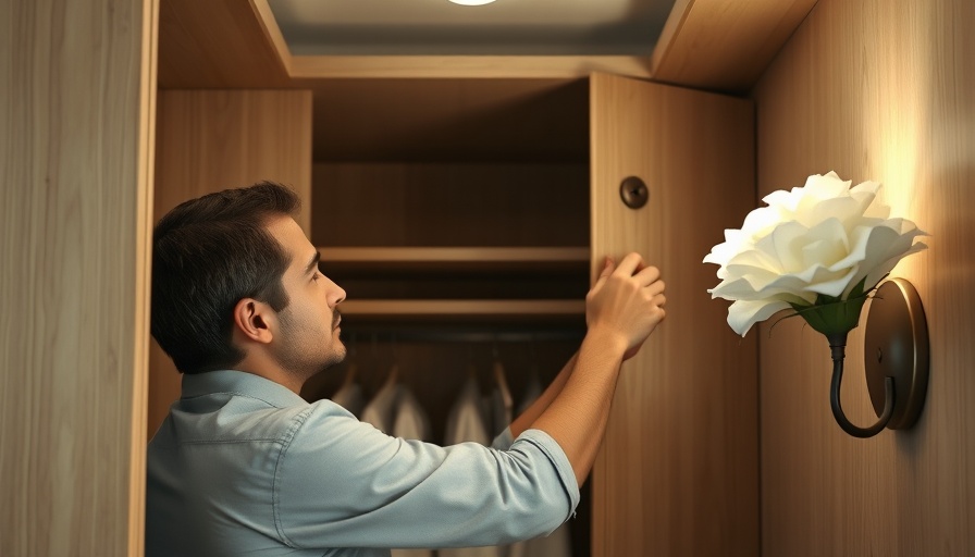 Installing wall sconce in walk-in closet for optimal lighting setup.